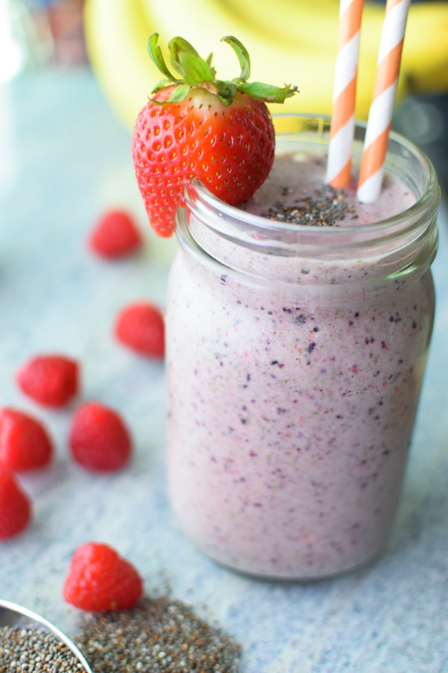 Berry Protein Smoothies Two Ways Recipe from Project Meal Plan