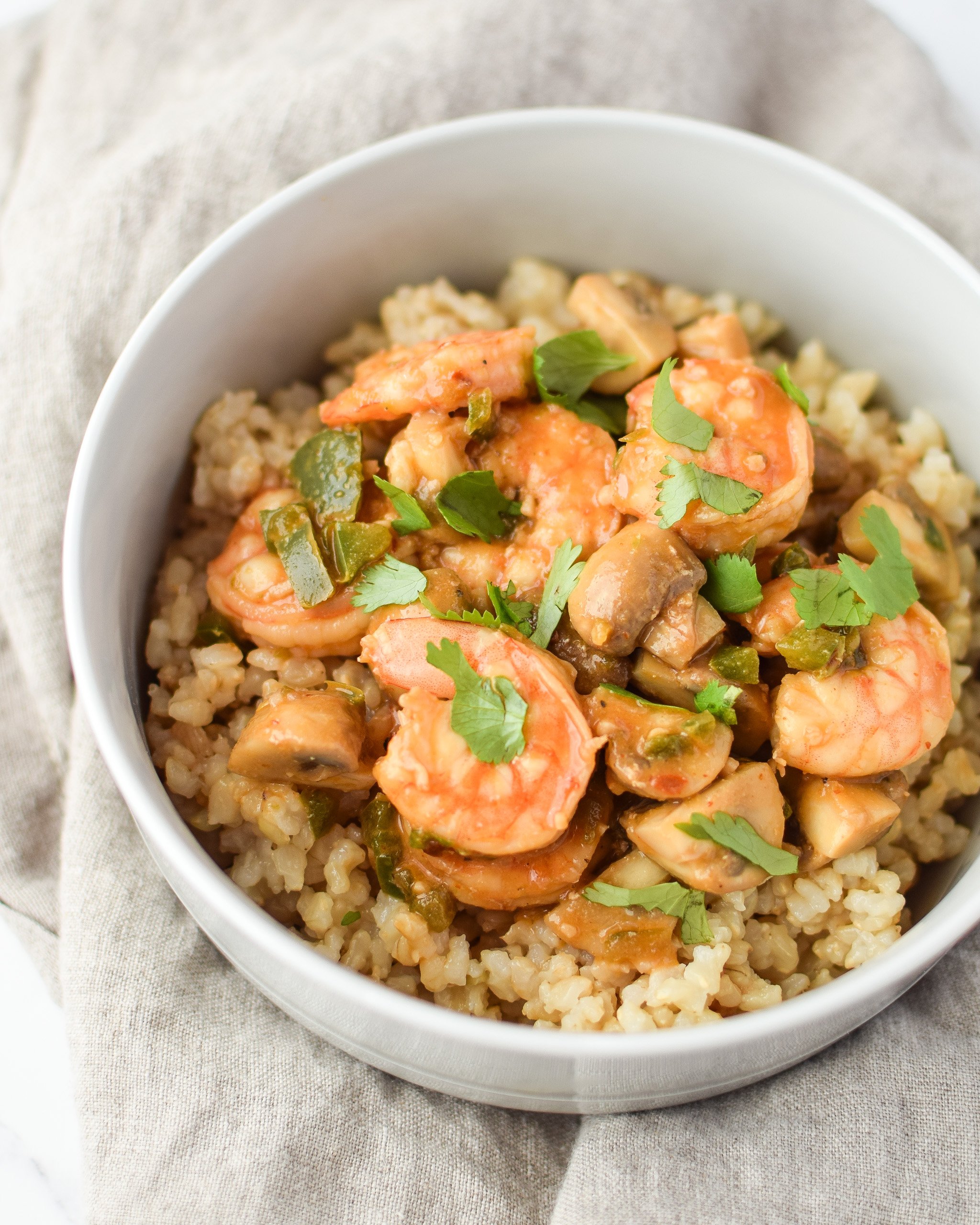 Easy Jalapeño Mushroom Shrimp Stir-Fry For Two recipe - An easy weeknight one-pot meal! Spicy and delicious, and no added corn starch! - ProjectMealPlan.com