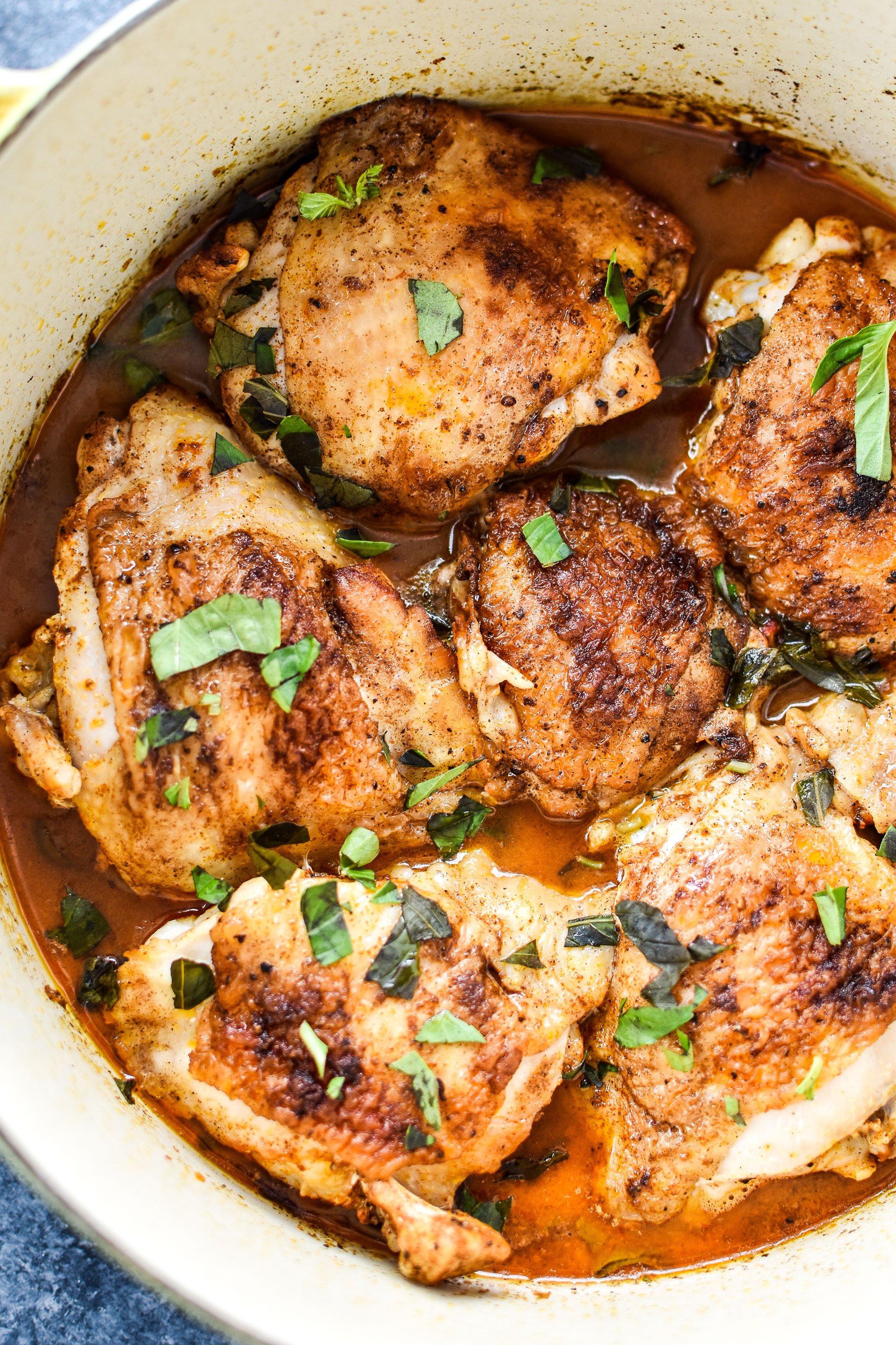 Hot Basil Coconut Braised Chicken Thighs