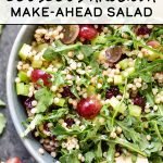 This Make-Ahead Lemon Poppyseed Couscous Arugula Salad is the perfect addition to your summer lunch routine! Packed with red grapes, toasted couscous, diced celery, and peppery arugula tossed in lemon poppyseed dressing - it's simple to make and even easier to eat! #projectmealplan