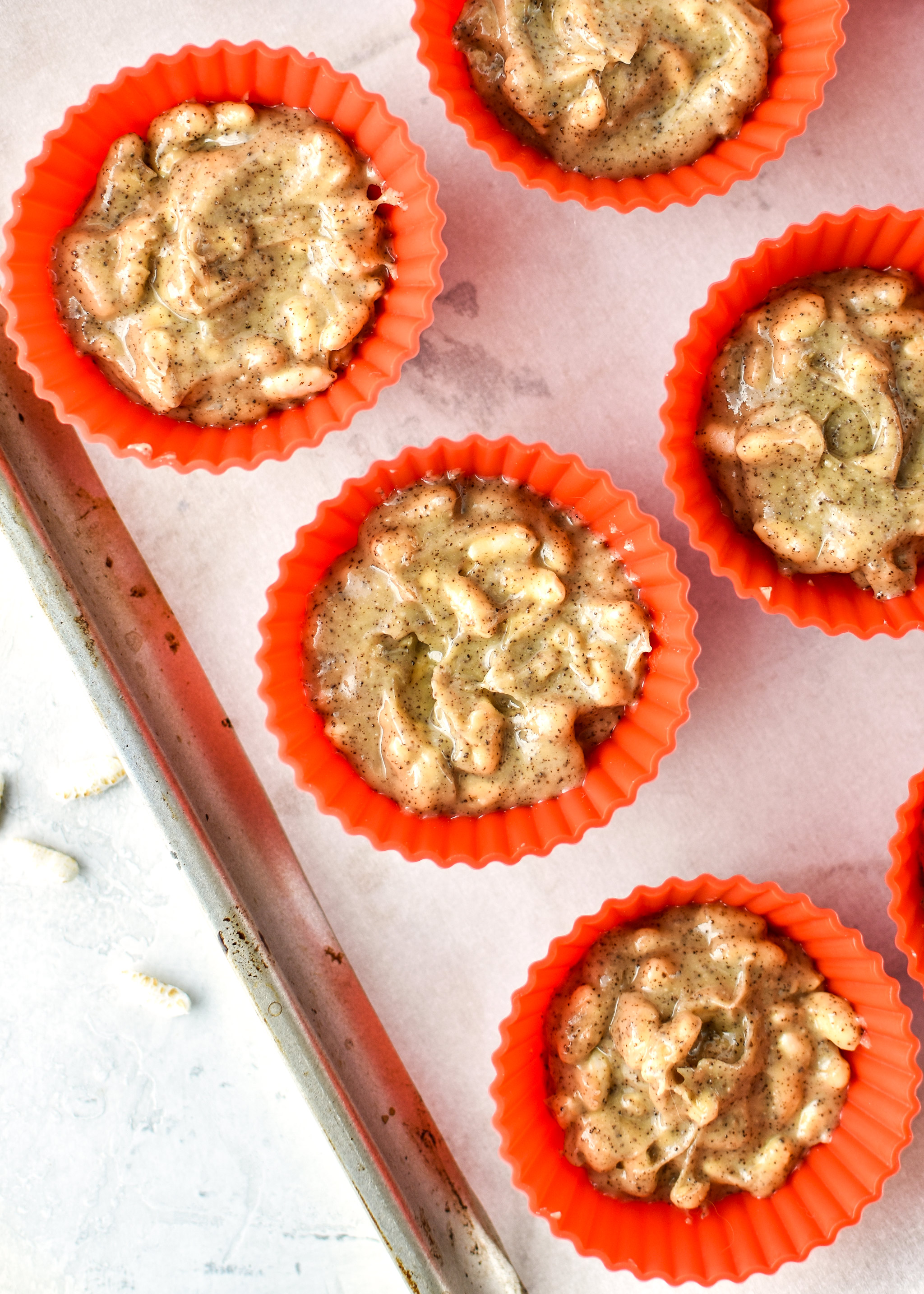 Espresso Crunch Cashew Butter Cups made in silicone baking cups.