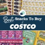 cover collage image with text for best snacks to buy at costco.