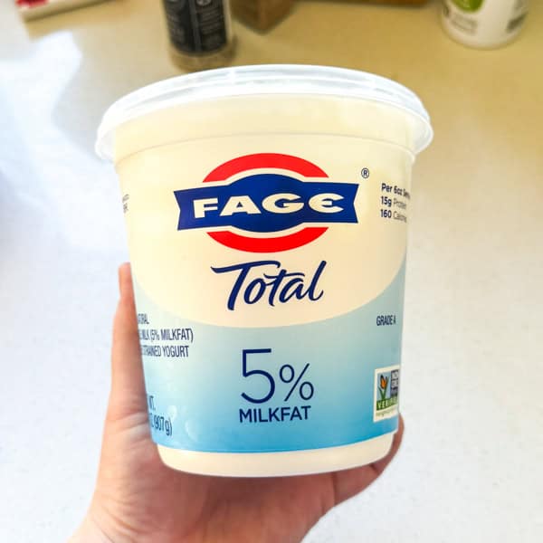 fage greek yogurt container.