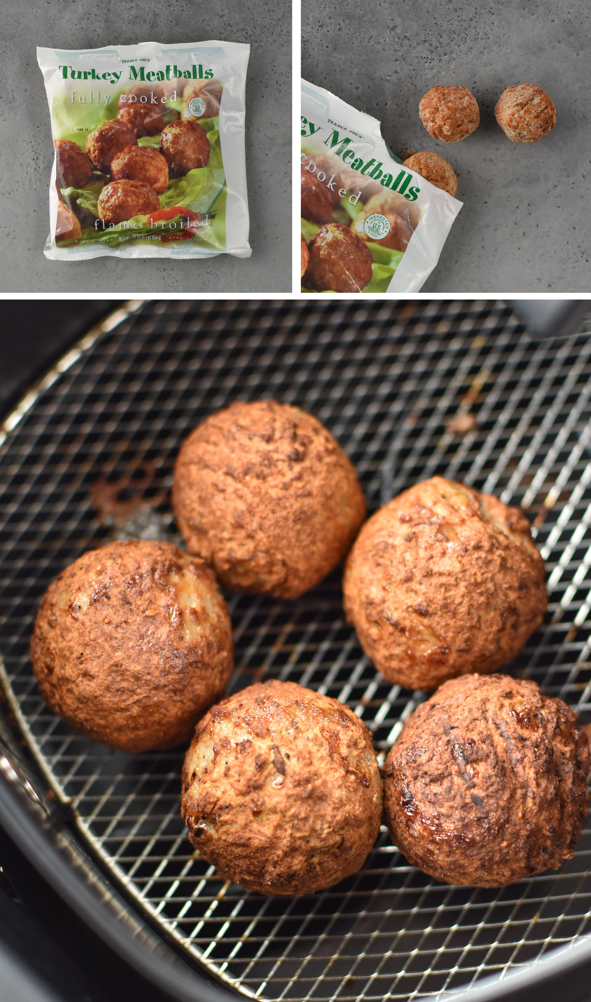 Turkey meatballs from Trader Joe's made in the air fryer