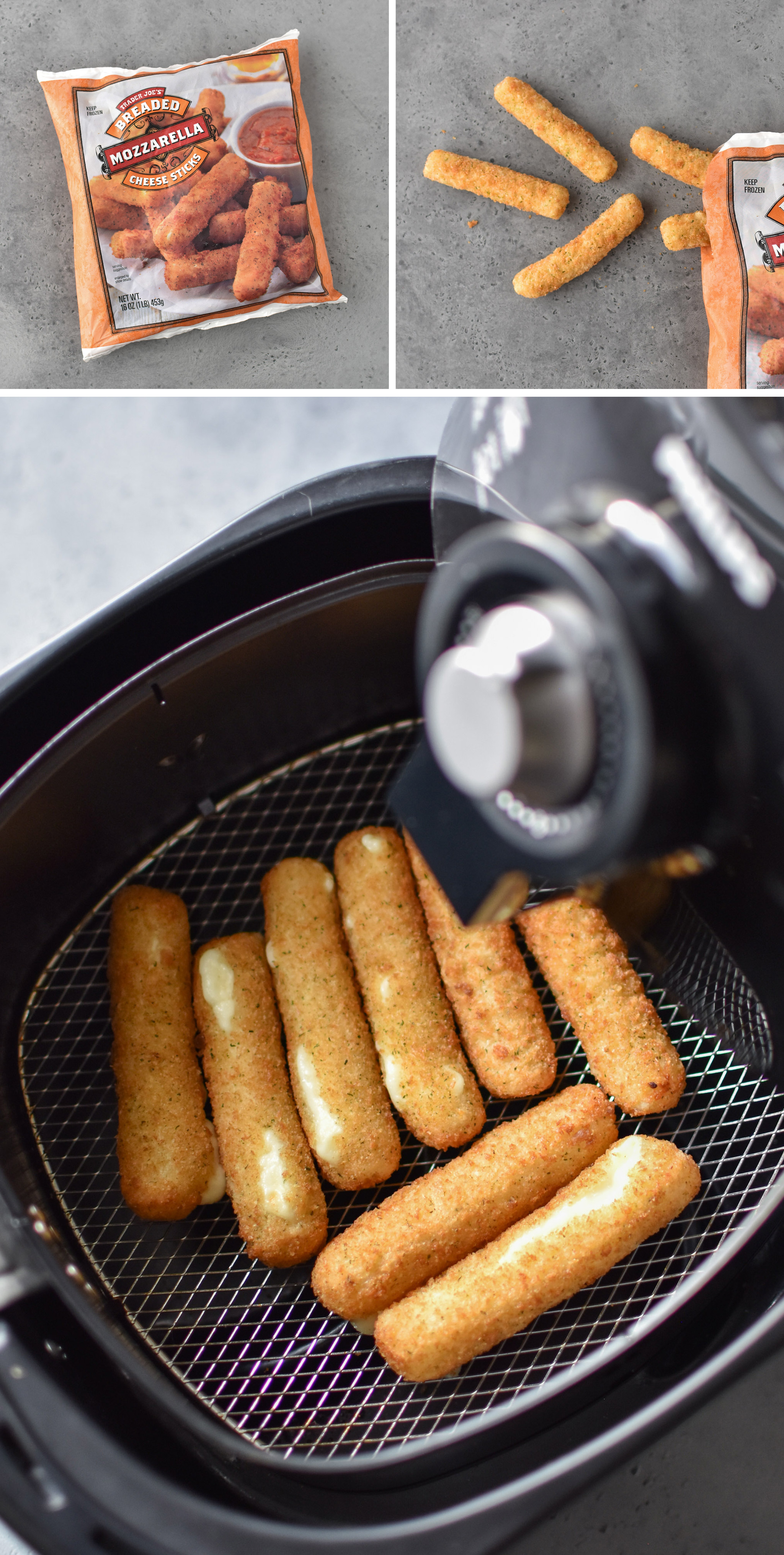 Mozzarella sticks made in the air fryer