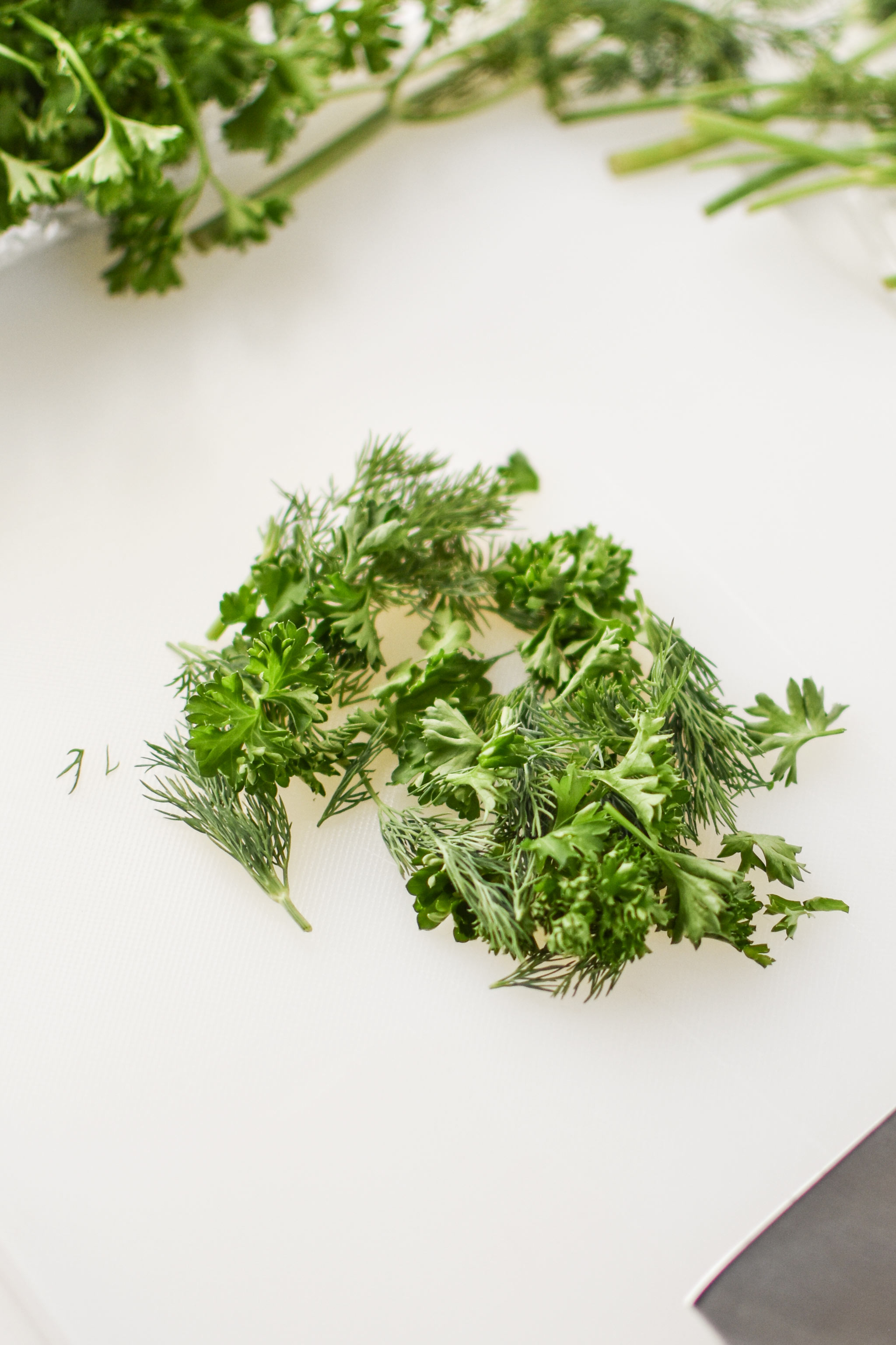 Fresh herbs for the herbed goat cheese rainbow snack boxes