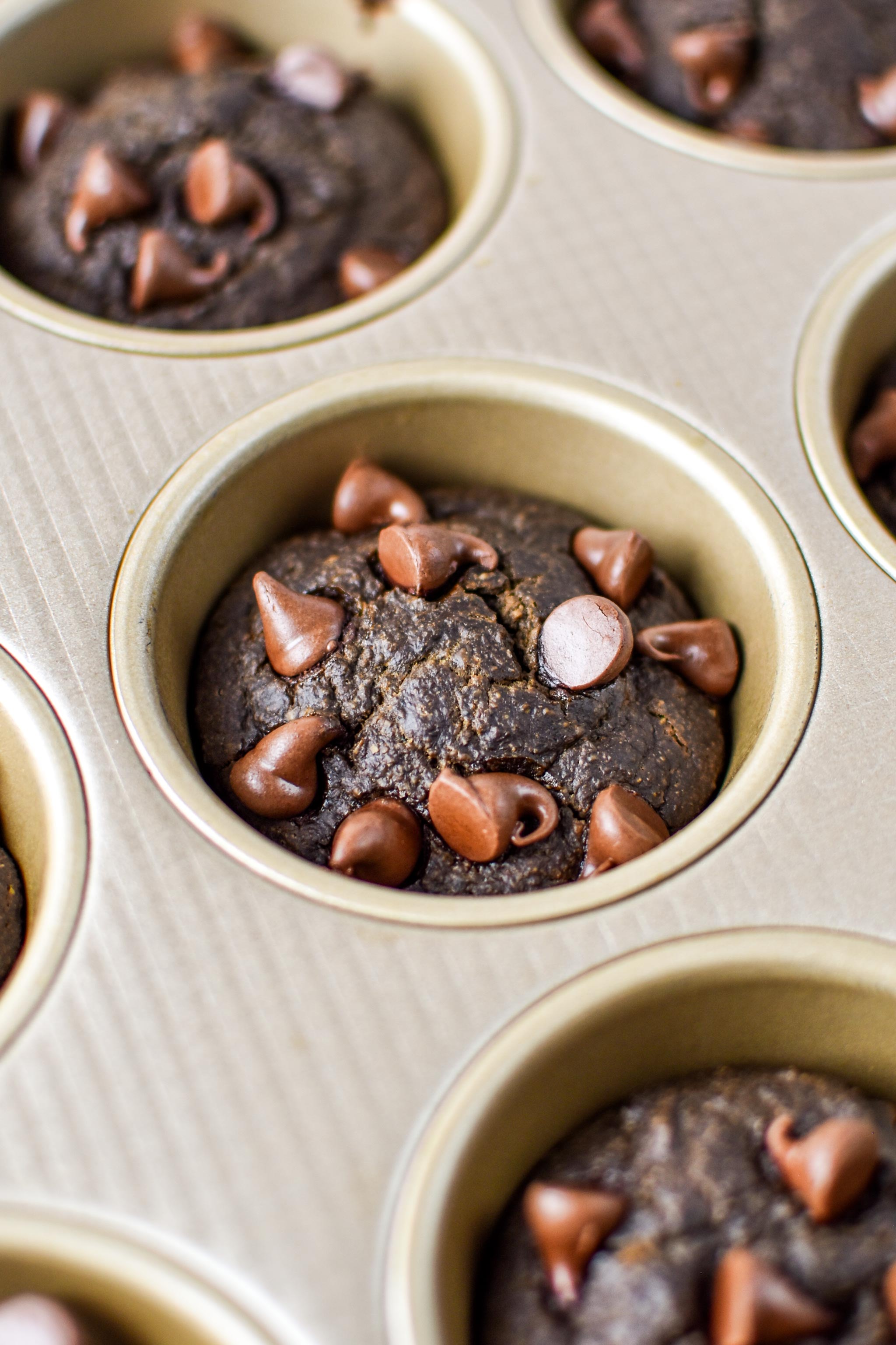baked chocolate spinach blender muffins