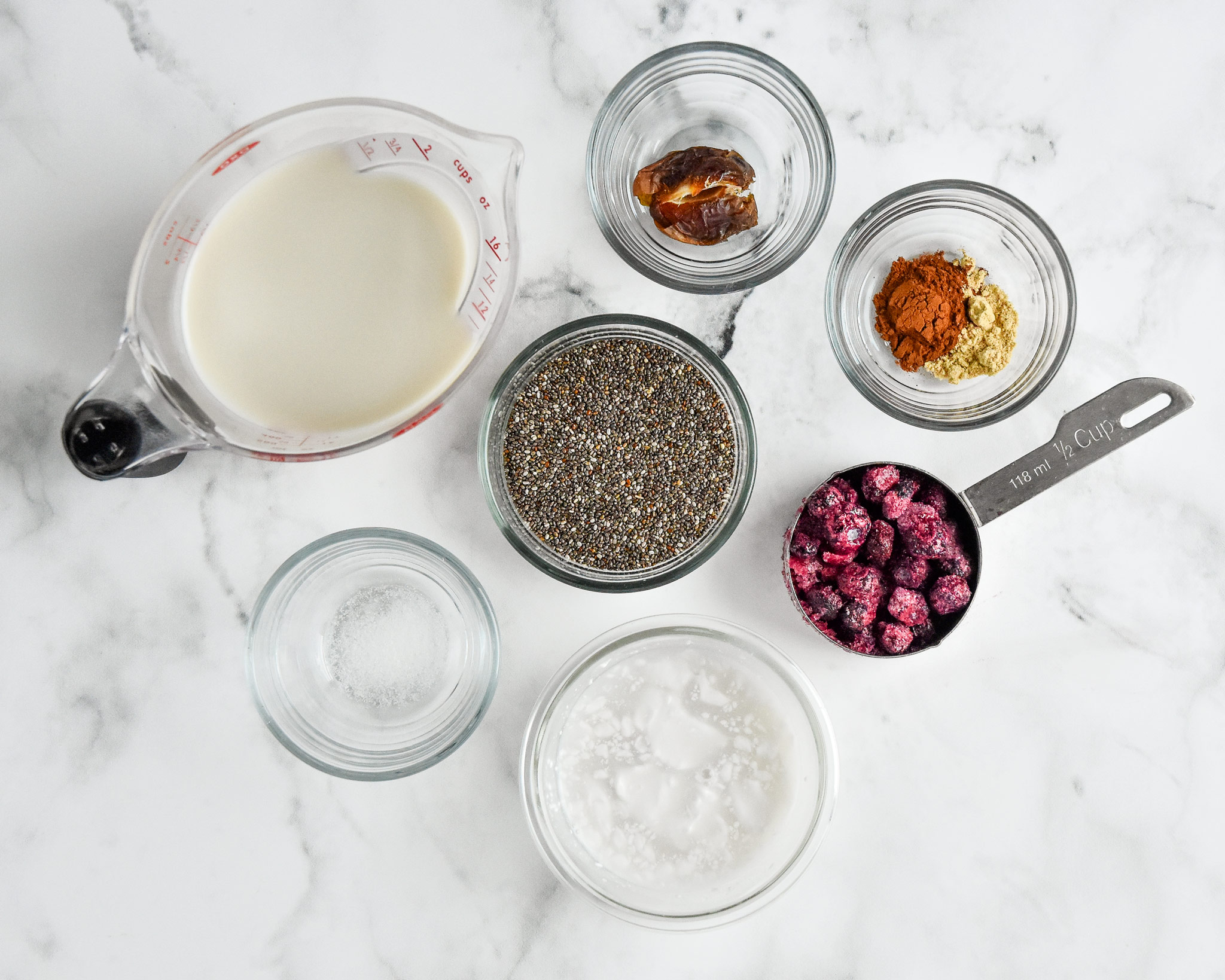 ingredients in the blueberry spice chia pudding