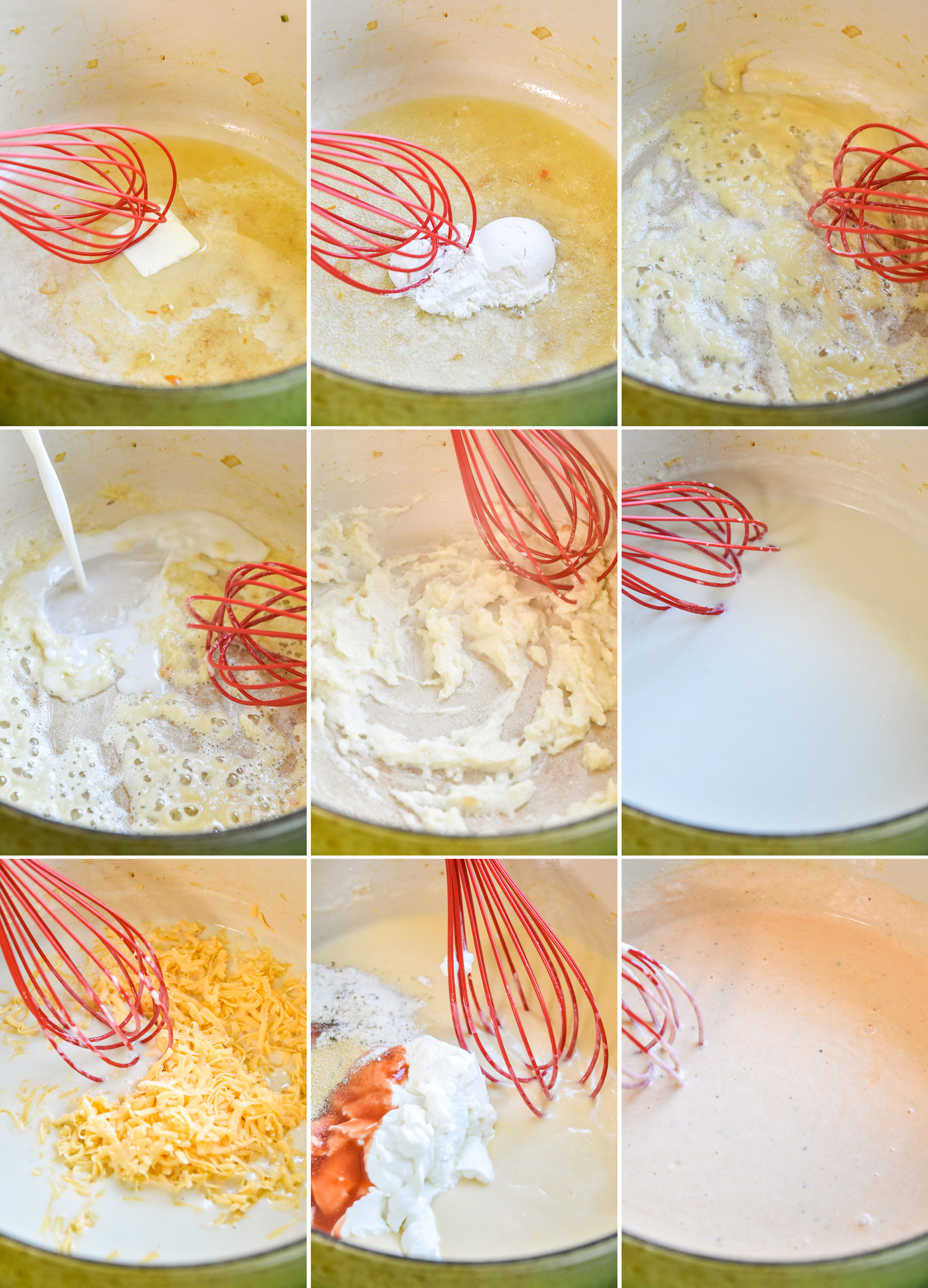 a step by step collage of making the buffalo cheese sauce