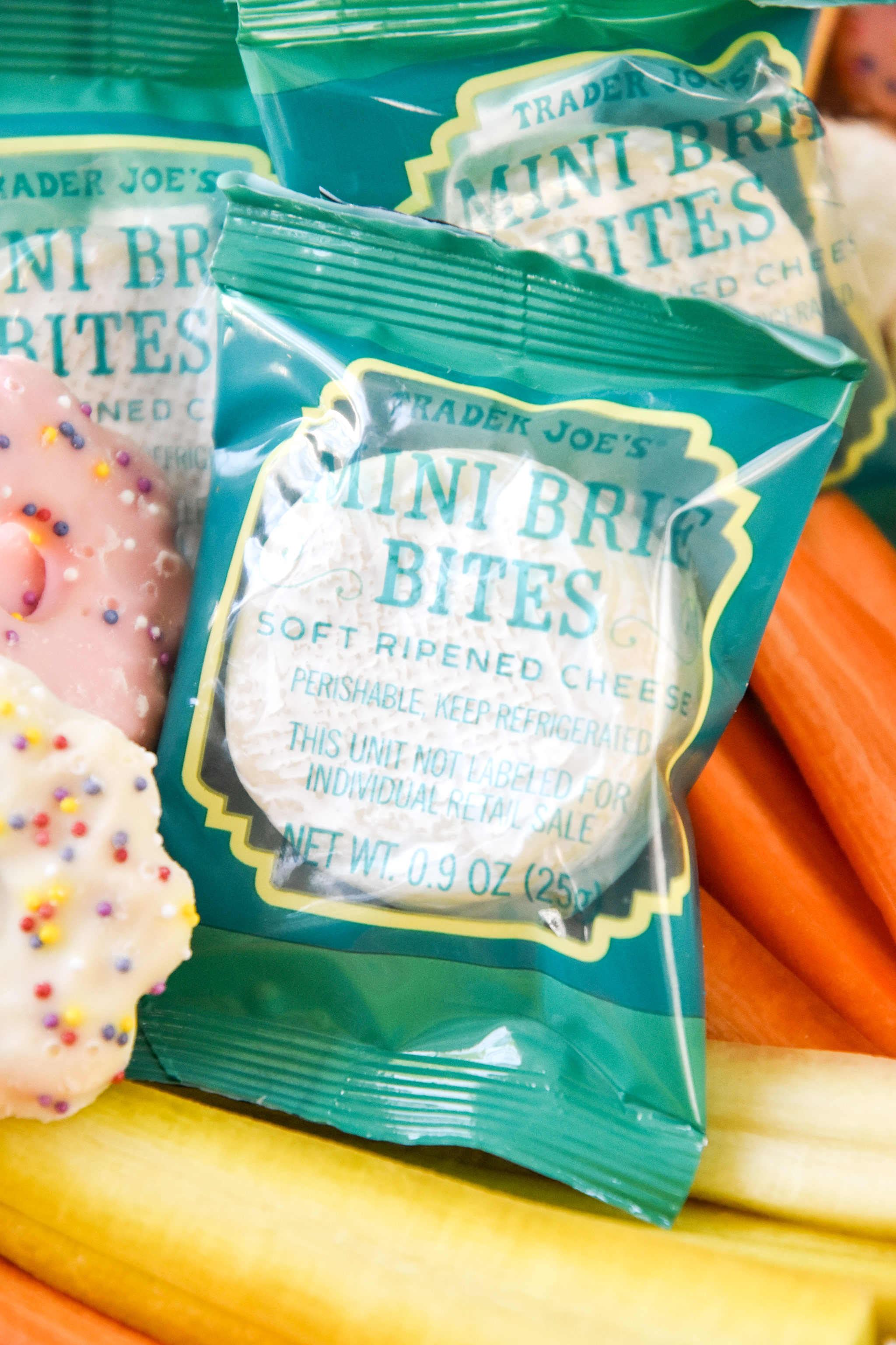 mini brie bites on the trader joes spring snack board.