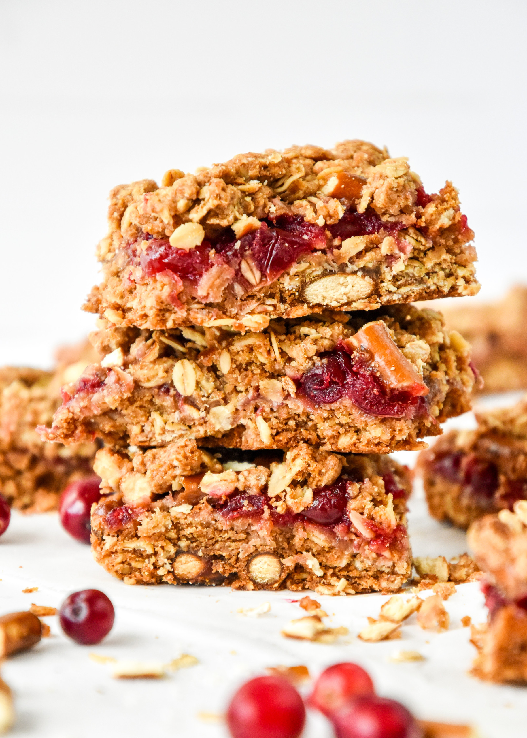 Cranberry Pretzel Oat Crumble Bars