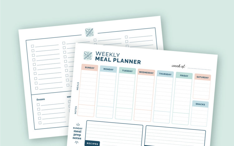 meal planning templates with green background.