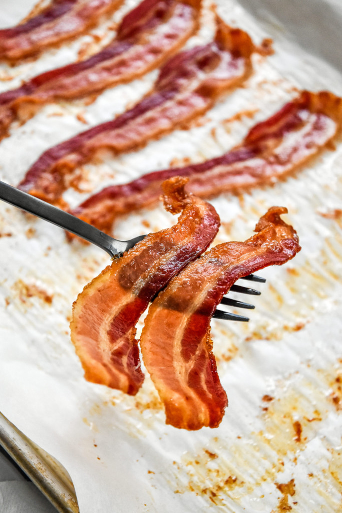how to cook bacon in the oven, after cooking and removing to a plate.