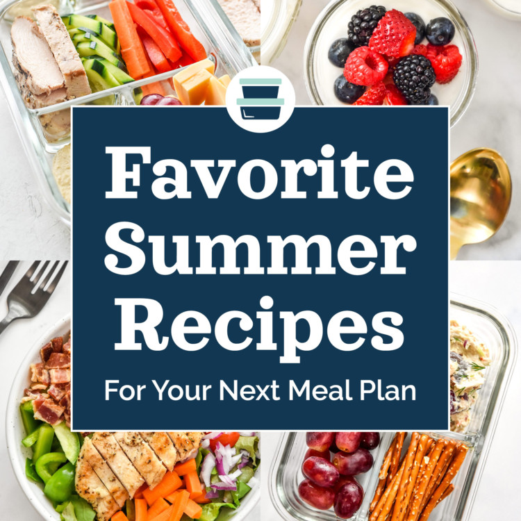 cover image with text for favorite summer recipes for your next meal plan.
