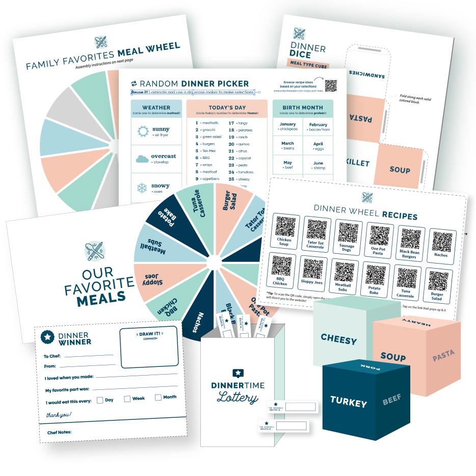preview of what's for dinner bundle pdfs and printables.