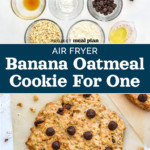 air fryer banana oatmeal cookie for one pinterest image with text.