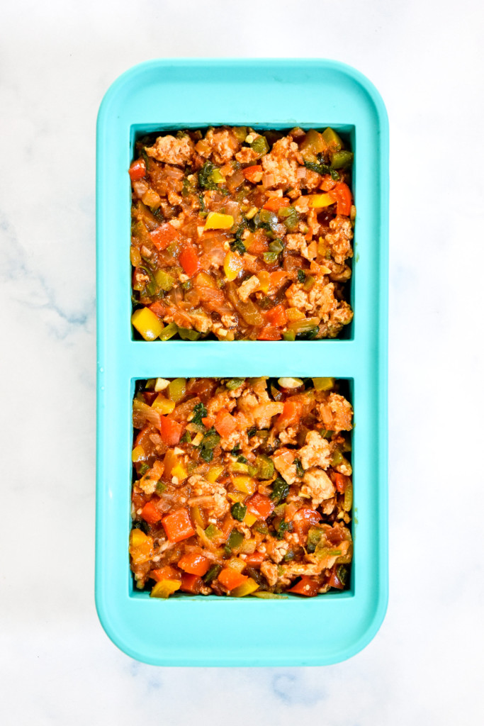 chipotle ground turkey skillet in a 2 cup souper cubes tray.
