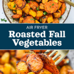 pin image with text for air fryer roasted fall vegetables.