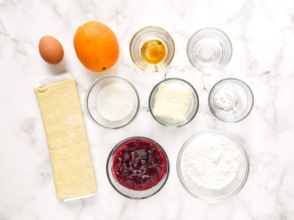 ingredients required to make the leftover cranberry sauce cheese danish.