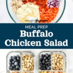 pin image for easy buffalo chicken salad meal prep with text.