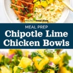 pin image with text for chipotle lime chicken meal prep.
