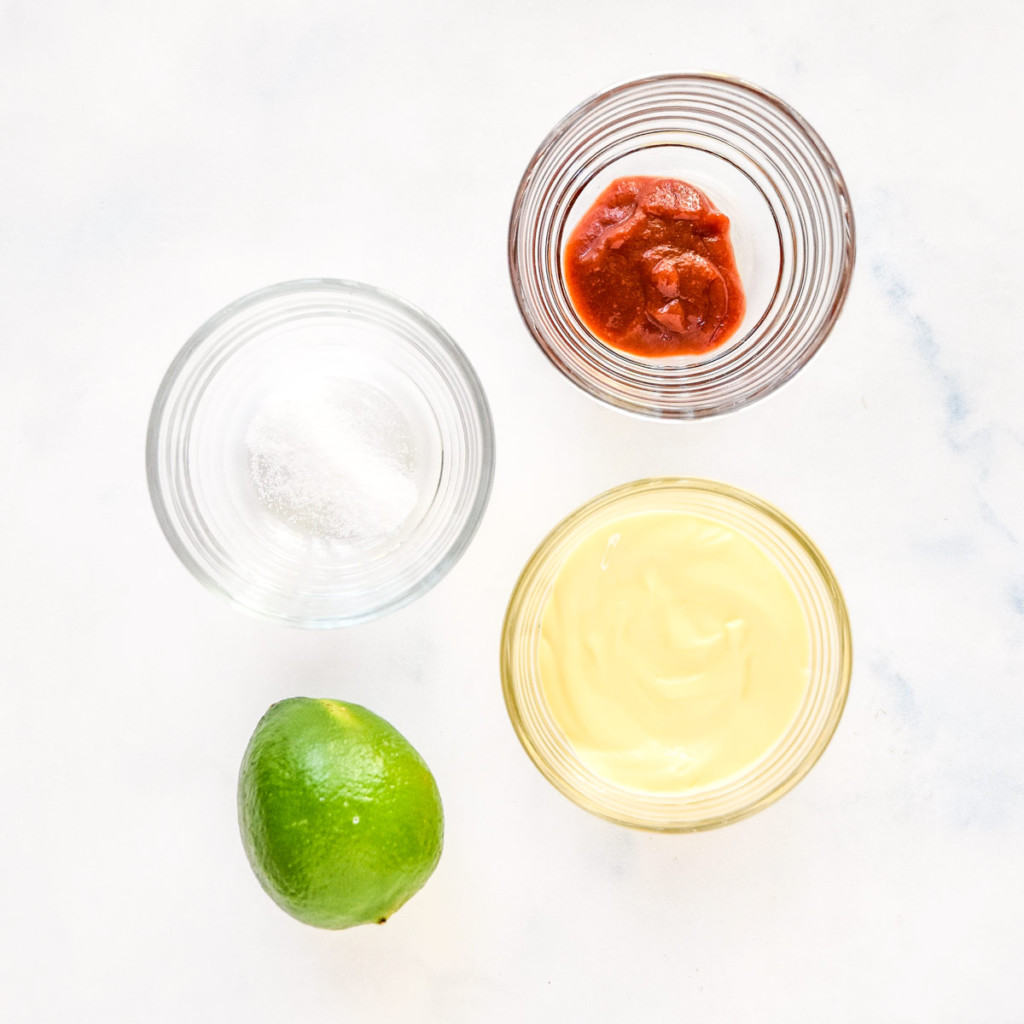 ingredients to make the spicy lime mayo before making.