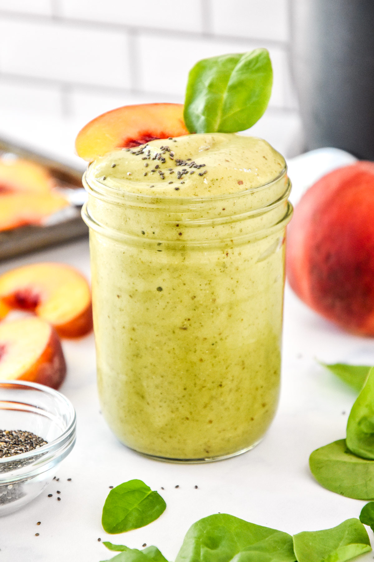 Peaches and Green Protein Smoothie