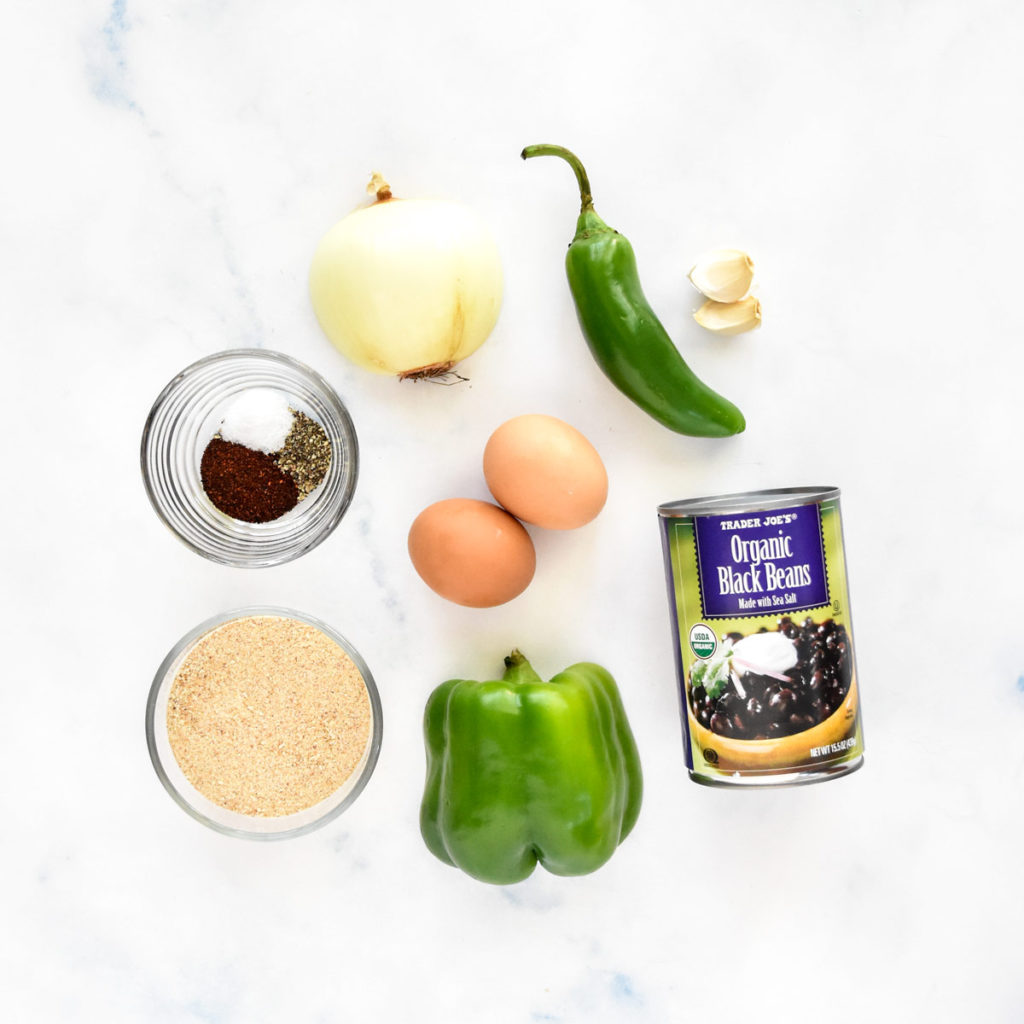 ingredients required to make freezer friendly black bean burgers.