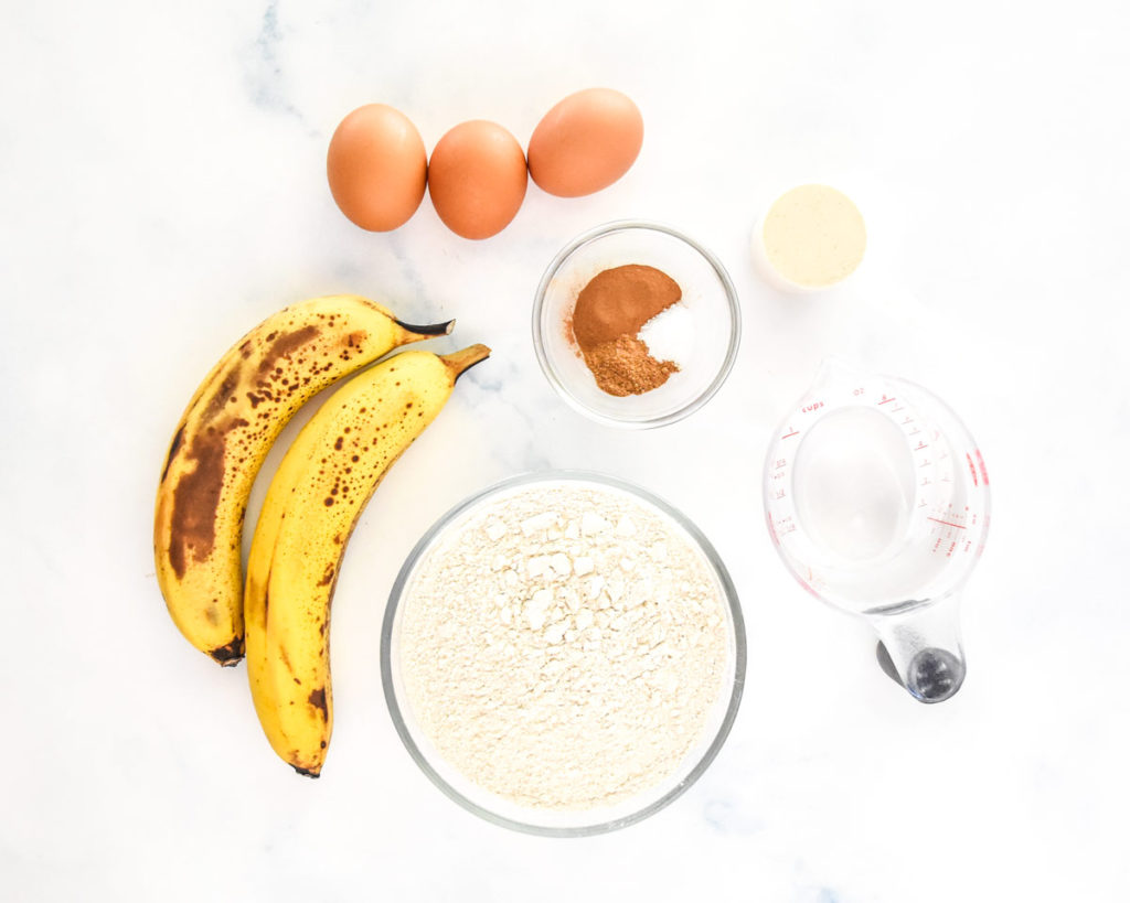 ingredients required to make banana protein pancakes before starting to cook.