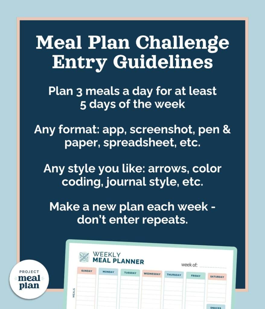 image with text for meal plan entry guidelines.