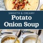decorative pin image for Creamy Potato Onion Soup.