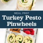 decorative pin image for turkey pesto pinwheels.